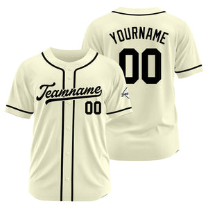 Camiseta de béisbol personalizada con diseño bordado & estilo hip hop & color crema y negro