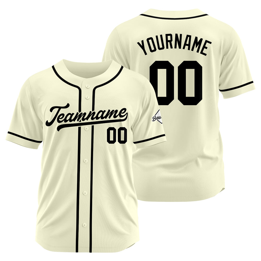 Camiseta de béisbol personalizada con diseño bordado & estilo hip hop & color crema y negro