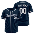 Camiseta de béisbol personalizada con diseño bordado & estilo hip hop & azul marino y blanco