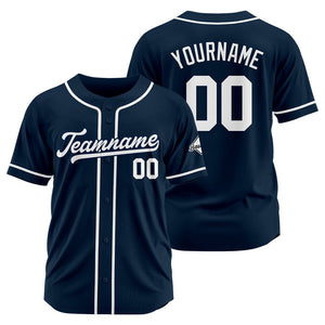 Camiseta de béisbol personalizada con diseño bordado & estilo hip hop & azul marino y blanco