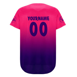 Camiseta de béisbol personalizada color fucsia con degradado uniformes de equipo personalizados con nombre y número