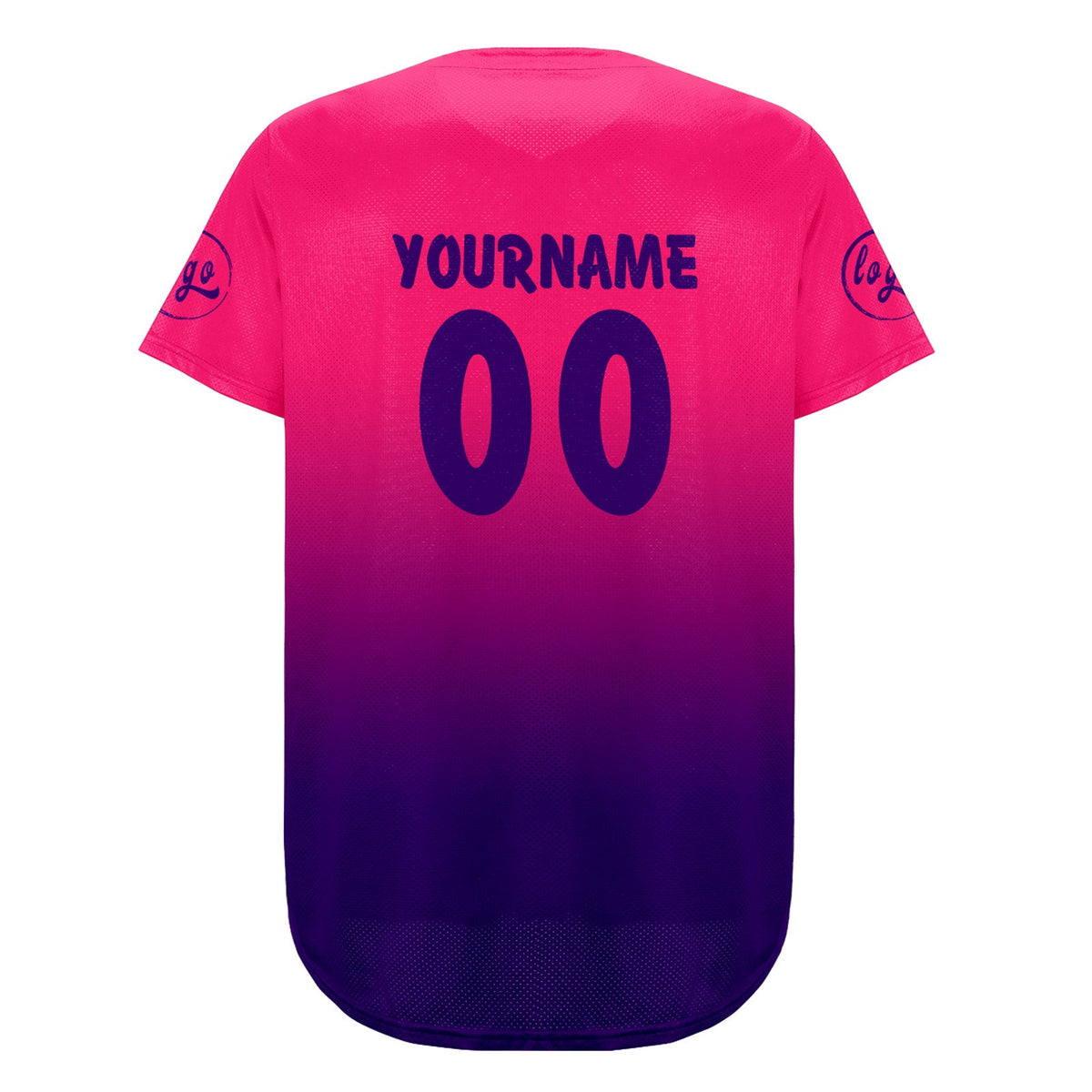 Camiseta de béisbol personalizada color fucsia con degradado uniformes de equipo personalizados con nombre y número