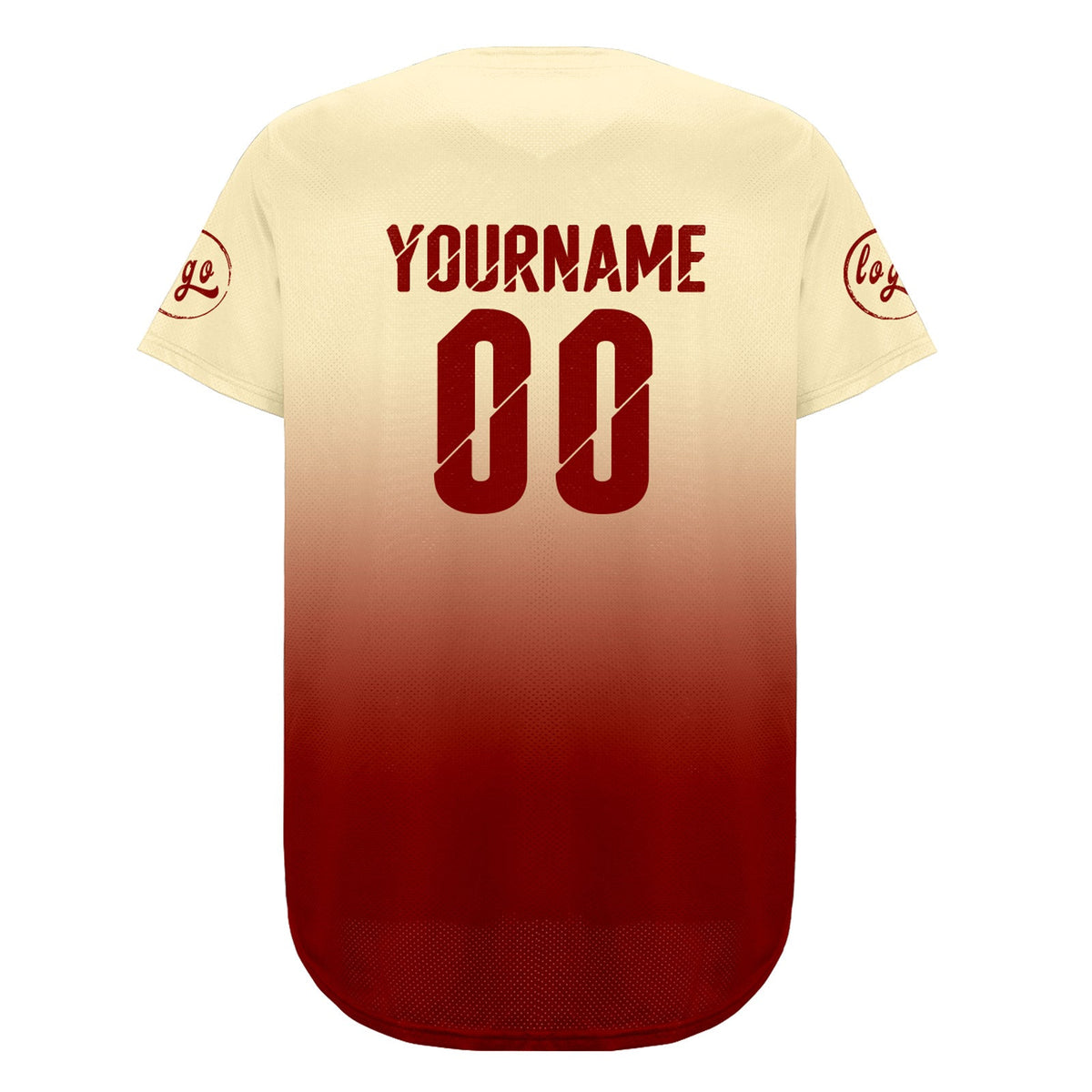 Camiseta de béisbol personalizada blanca y roja con degradado uniformes de equipo con nombre y número