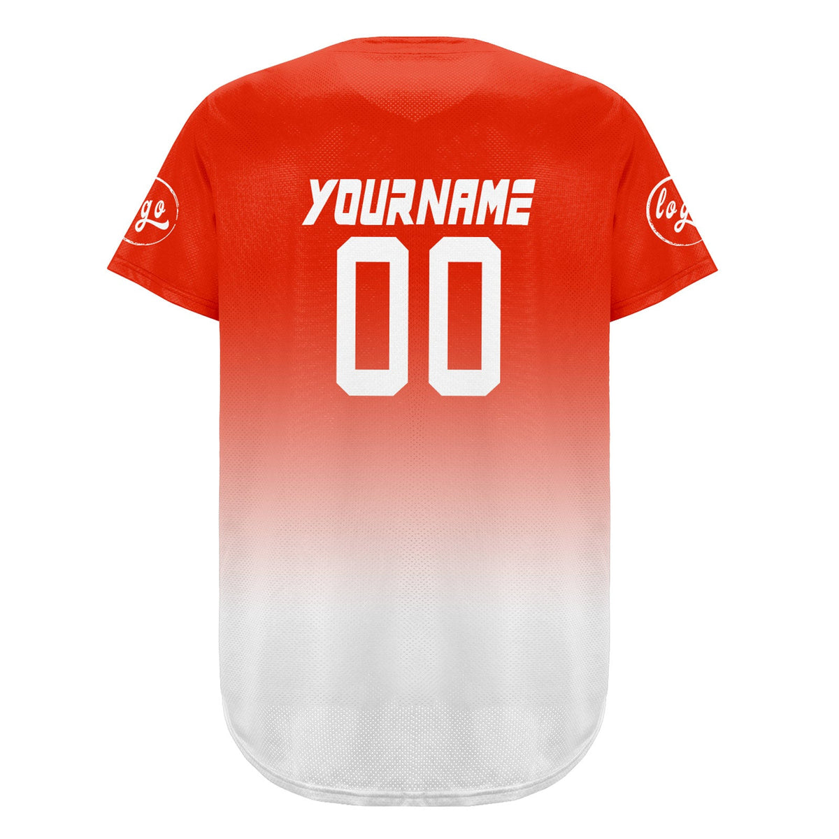 Camiseta de béisbol personalizada roja brillante y blanca con degradado uniformes de equipo personalizados con nombre y número