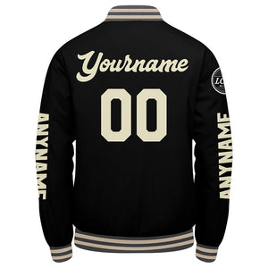 Chaquetas universitarias personalizadas en gris & negro y crema para hombres & mujeres y jóvenes & Chaquetas Letterman personalizadas
