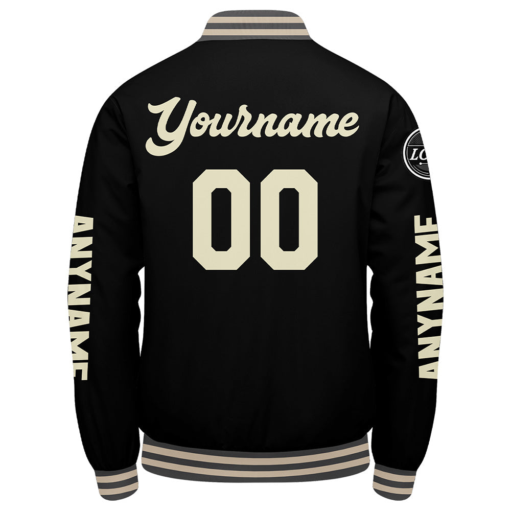 Chaquetas universitarias personalizadas en gris & negro y crema para hombres & mujeres y jóvenes & Chaquetas Letterman personalizadas