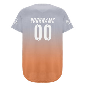 Camiseta de béisbol personalizada gris claro y naranja claro con degradado uniformes de equipo personalizados con nombre y número