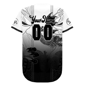 Camiseta de béisbol personalizada blanca y negra con degradado uniformes de equipo con nombre y número