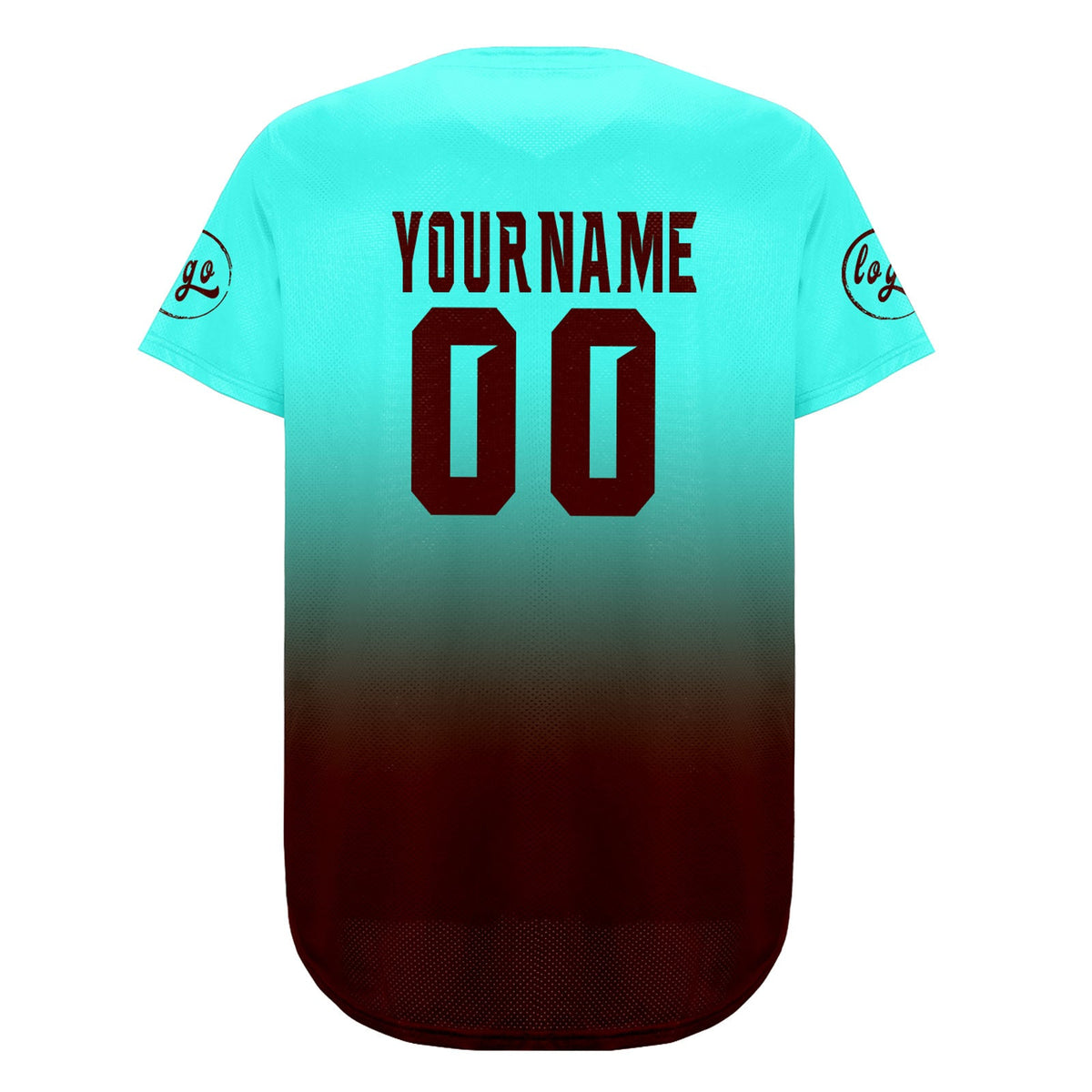 Camiseta de béisbol personalizada color cian Drake Brown con degradado uniformes de equipo personalizados con nombre y número