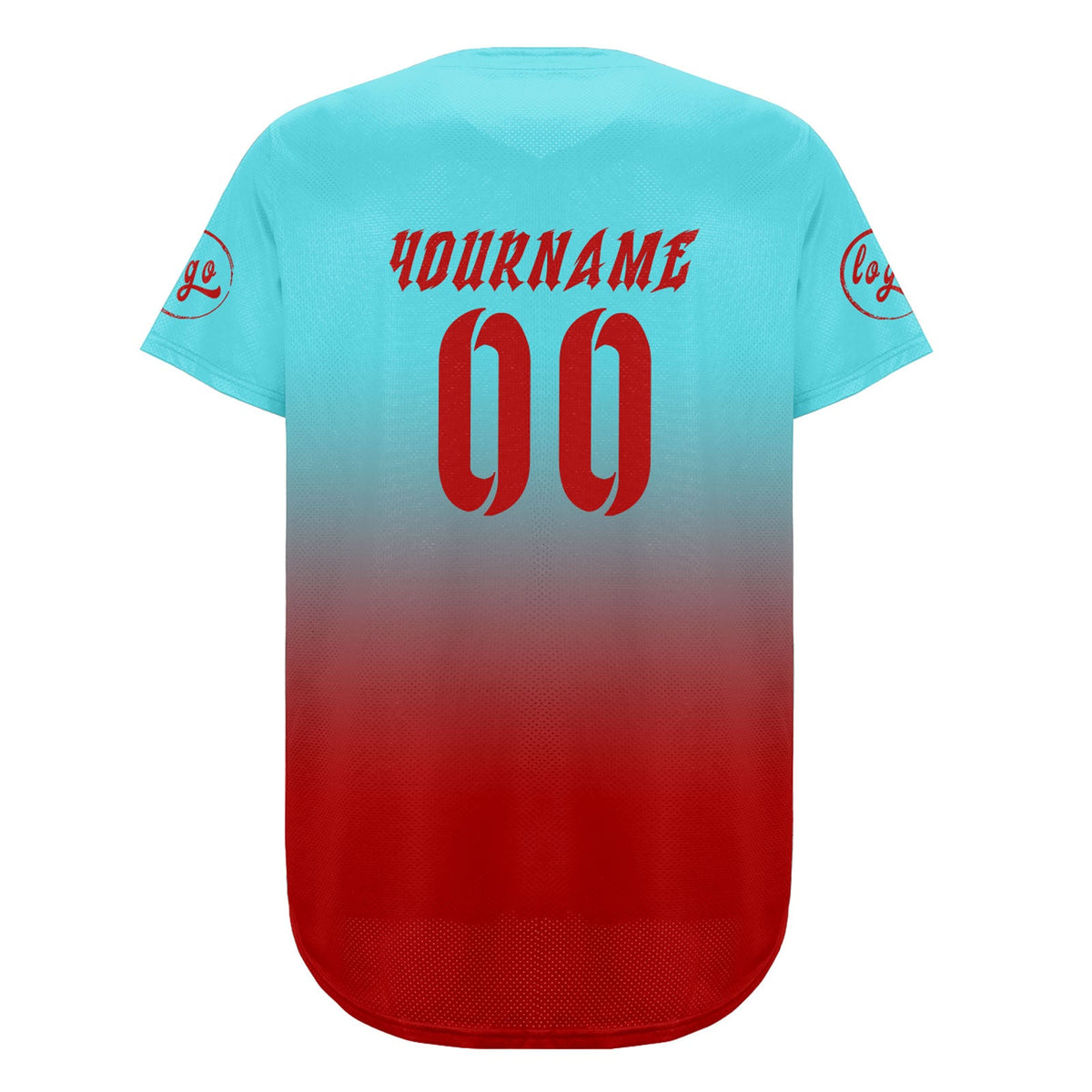 Camiseta de béisbol personalizada azul y roja con degradado uniformes de equipo con nombre y número