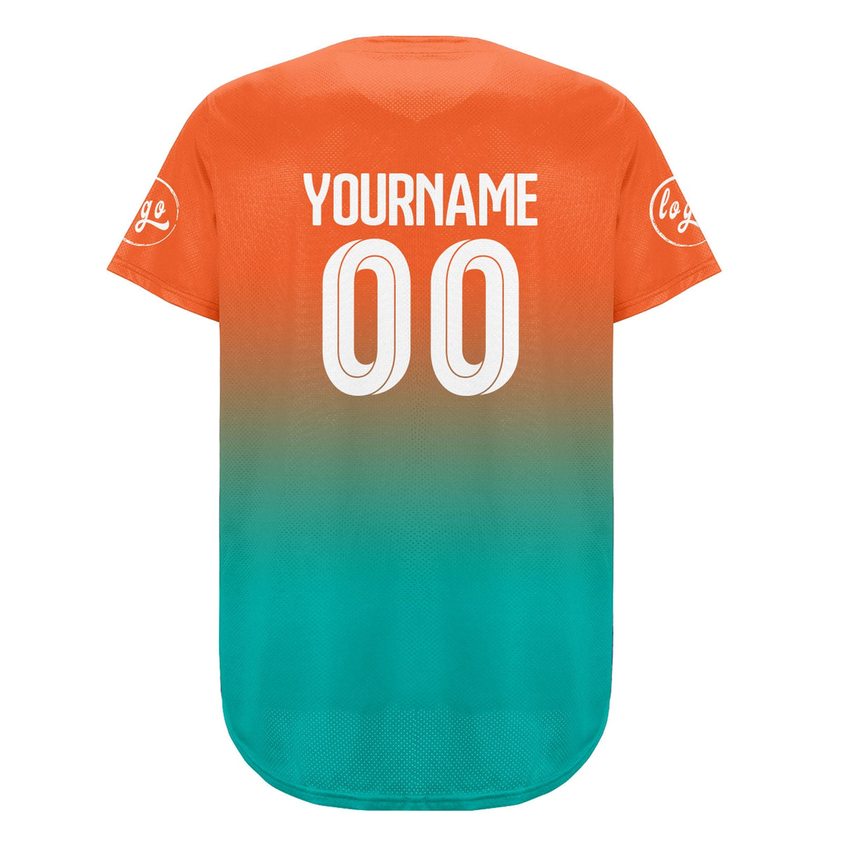 Camiseta de béisbol personalizada naranja y cian con degradado uniformes de equipo personalizados con nombre y número