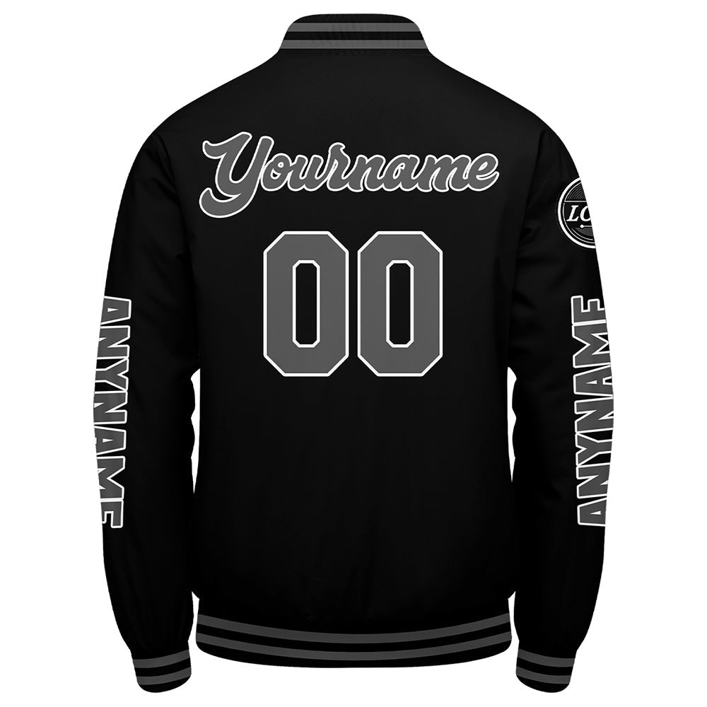 Chaquetas universitarias personalizadas en negro y gris para hombres & mujeres y jóvenes & Chaquetas Letterman personalizadas