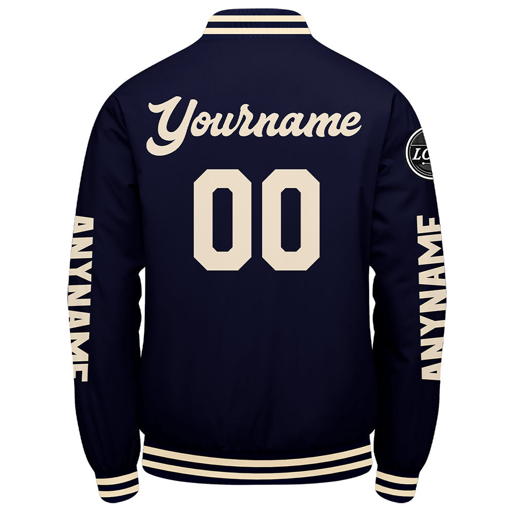 Chaquetas universitarias personalizadas azul marino y crema para hombres & mujeres y jóvenes & Chaquetas tipo Letterman personalizadas