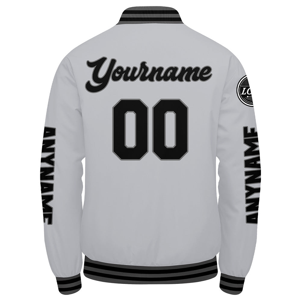 Chaquetas universitarias personalizadas en gris y negro para hombres & mujeres y jóvenes & Chaquetas Letterman personalizadas