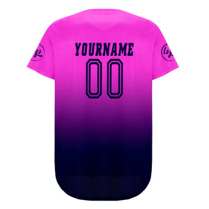 Camiseta de béisbol personalizada en color morado y azul marino con dise?o degradado uniformes de equipo personalizados con nombre y número