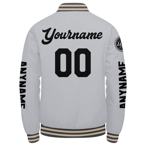 Chaquetas universitarias personalizadas en gris y negro para hombres & mujeres y jóvenes & Chaquetas Letterman personalizadas