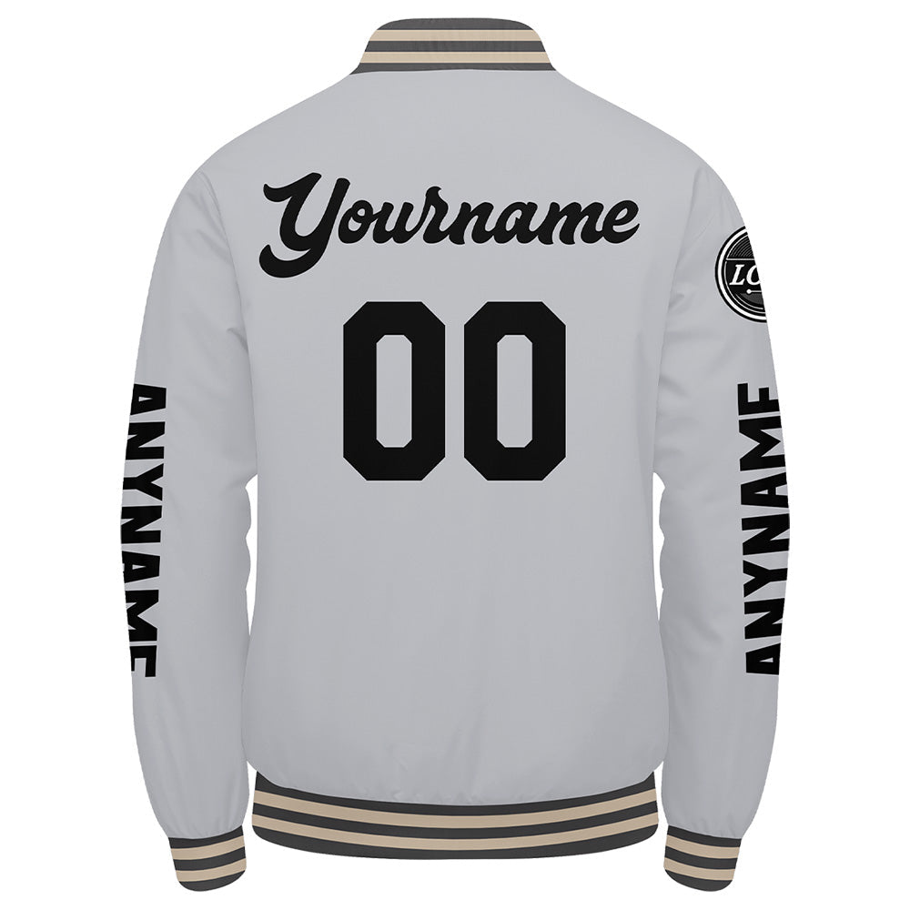 Chaquetas universitarias personalizadas en gris y negro para hombres & mujeres y jóvenes & Chaquetas Letterman personalizadas