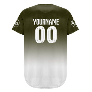 Camiseta de béisbol personalizada verde y blanca con degradado uniformes de equipo con nombre y número