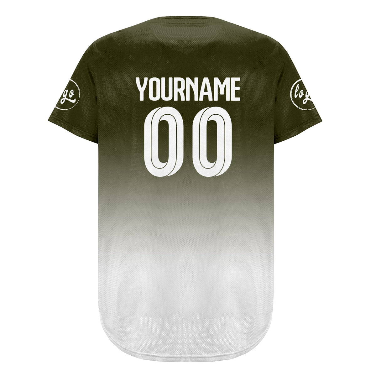 Camiseta de béisbol personalizada verde y blanca con degradado uniformes de equipo con nombre y número