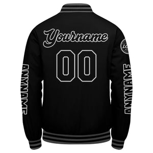 Chaquetas universitarias personalizadas en negro y gris para hombres & mujeres y jóvenes & Chaquetas Letterman personalizadas