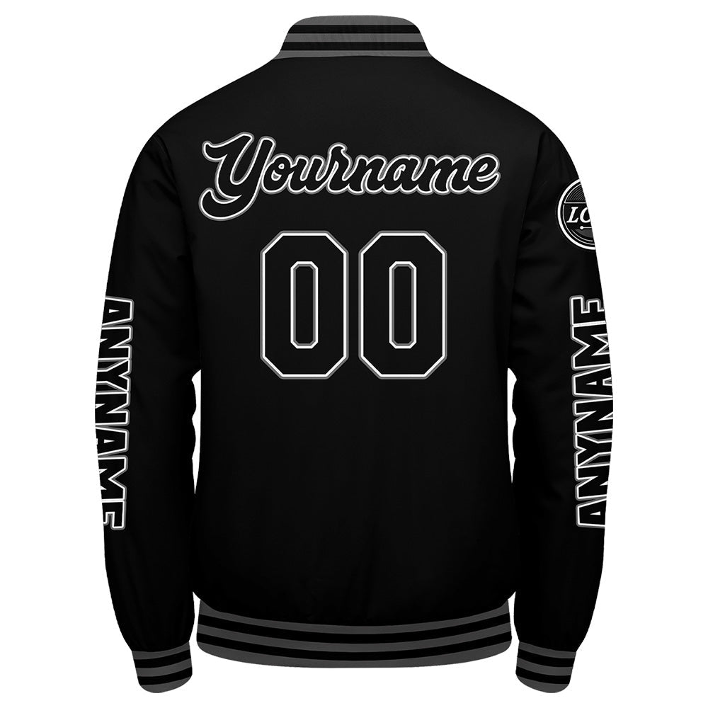 Chaquetas universitarias personalizadas en negro y gris para hombres & mujeres y jóvenes & Chaquetas Letterman personalizadas