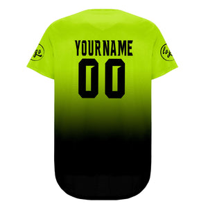 Camiseta de béisbol personalizada en cian brillante y negro con degradado uniformes de equipo personalizados con nombre y número
