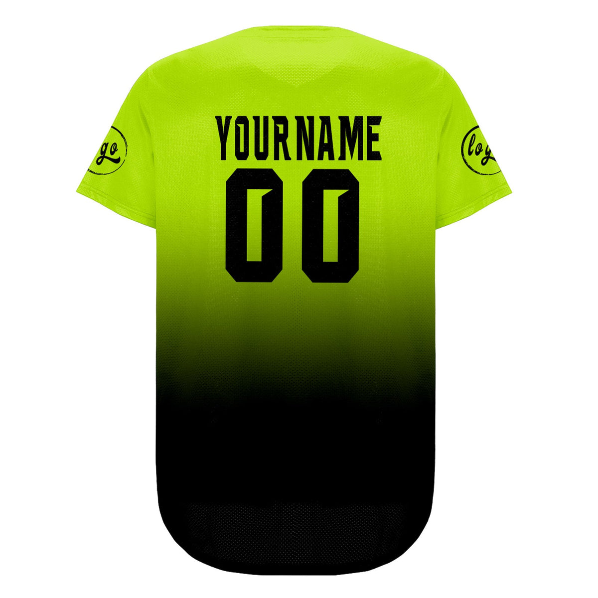 Camiseta de béisbol personalizada en cian brillante y negro con degradado uniformes de equipo personalizados con nombre y número