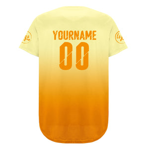 Camiseta de béisbol personalizada de color amarillo claro y naranja con degradado uniformes de equipo personalizados con nombre y número