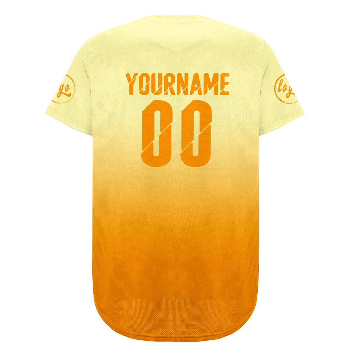 Camiseta de béisbol personalizada de color amarillo claro y naranja con degradado uniformes de equipo personalizados con nombre y número