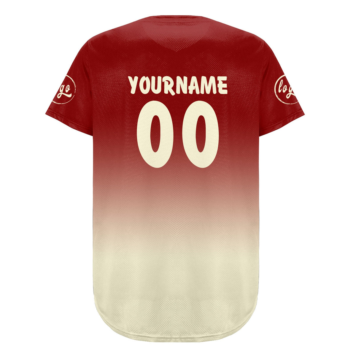 Camiseta de béisbol personalizada roja y blanca con degradado uniformes de equipo con nombre y número