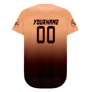 Camiseta de béisbol personalizada de color marrón claro con degradado uniformes de equipo personalizados con nombre y número