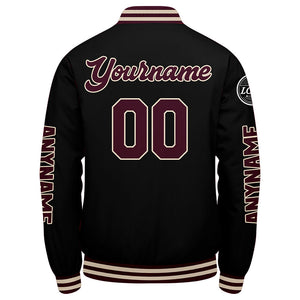 Chaquetas universitarias personalizadas color granate y negro para hombres & mujeres y jóvenes & Chaquetas Letterman personalizadas