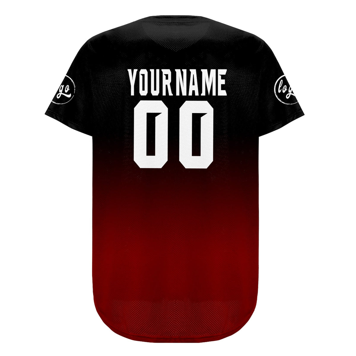 Camiseta de béisbol personalizada negra y roja con degradado uniformes de equipo con nombre y número