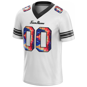 customized authentic tie dye football jersey black-royal mesh