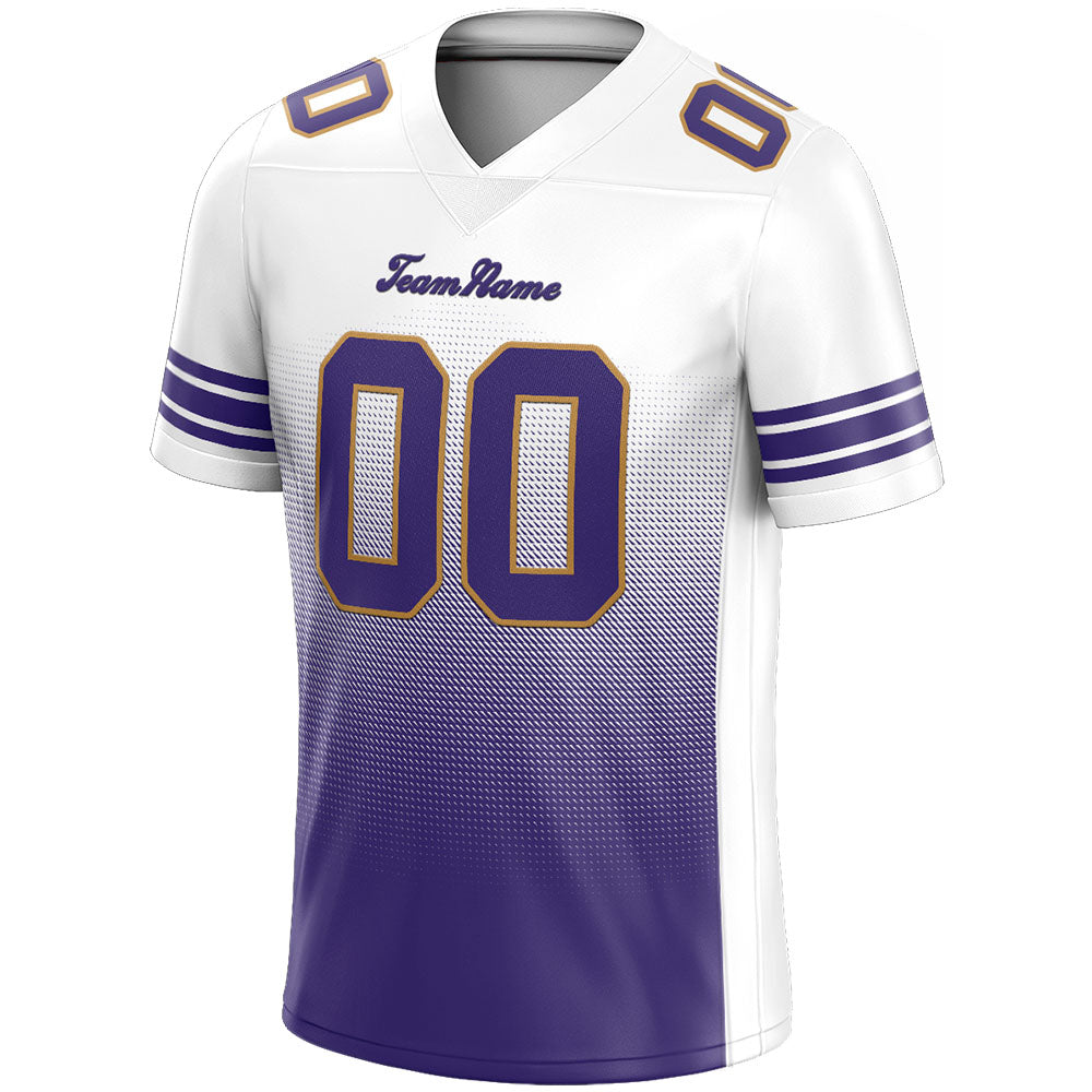 custom authentic gradient fashion football jersey purple-black-gold mesh