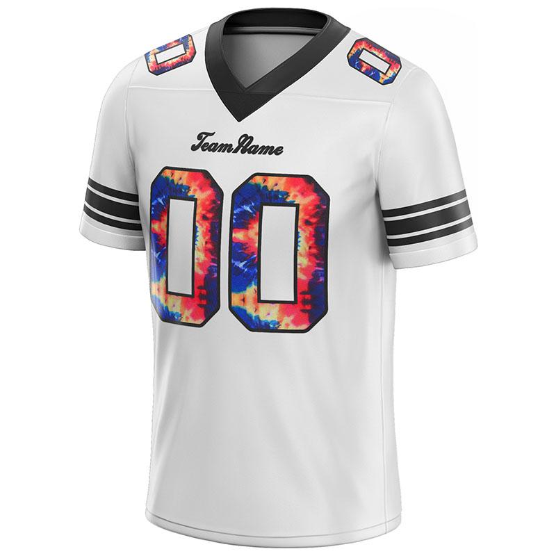 team customized authentic tie dye football jersey white-black mesh