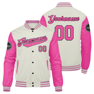 Chaqueta universitaria personalizada estilo Letterman para hombres-mujeres y jóvenes-color rosa