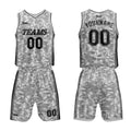 Uniforme de baloncesto gris personalizado con tu logotipo-nombre y número impresos