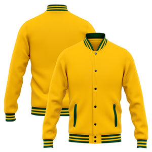 Chaqueta universitaria personalizada estilo Letterman para hombres-mujeres y jóvenes-color verde y amarillo