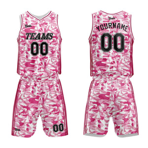 Uniforme de baloncesto rosa personalizado con tu logotipo-nombre y número impresos