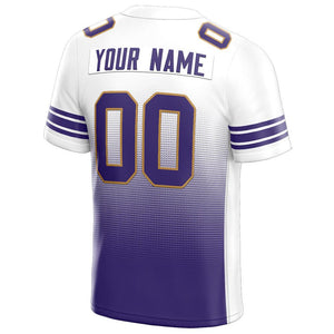 custom authentic gradient fashion football jersey white-purple-gold mesh