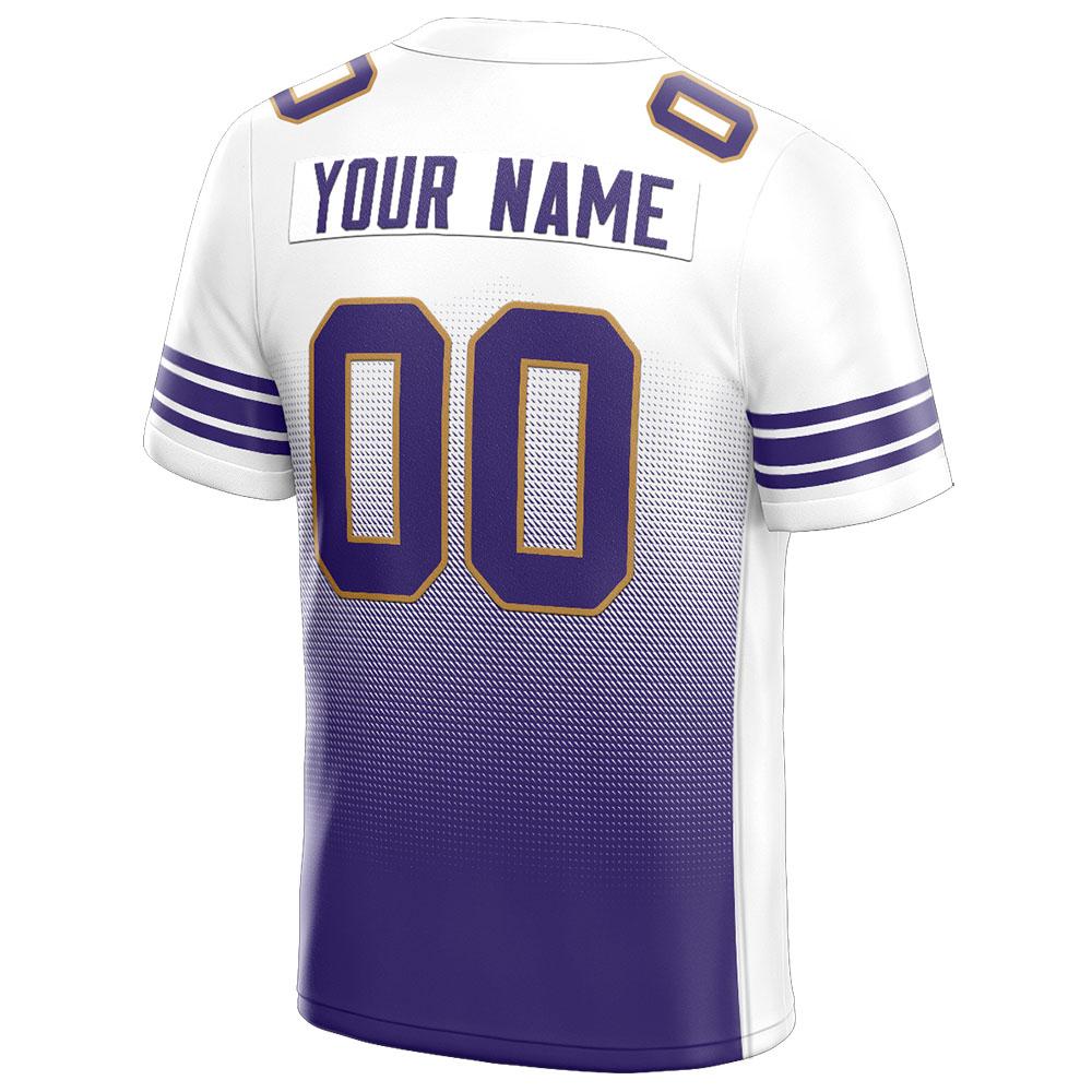 custom authentic gradient fashion football jersey white-purple-gold mesh