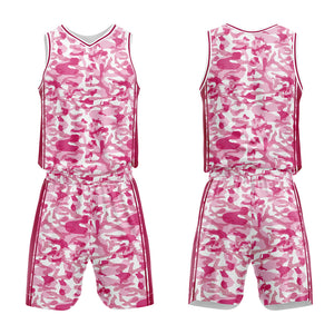 Uniforme de baloncesto rosa personalizado con tu logotipo-nombre y número impresos