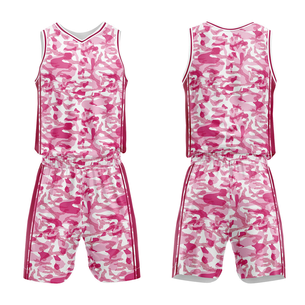 Uniforme de baloncesto rosa personalizado con tu logotipo-nombre y número impresos
