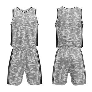 Uniforme de baloncesto gris personalizado con tu logotipo-nombre y número impresos