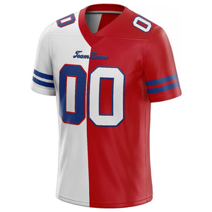 custom authentic split fashion football jersey red-white-royal