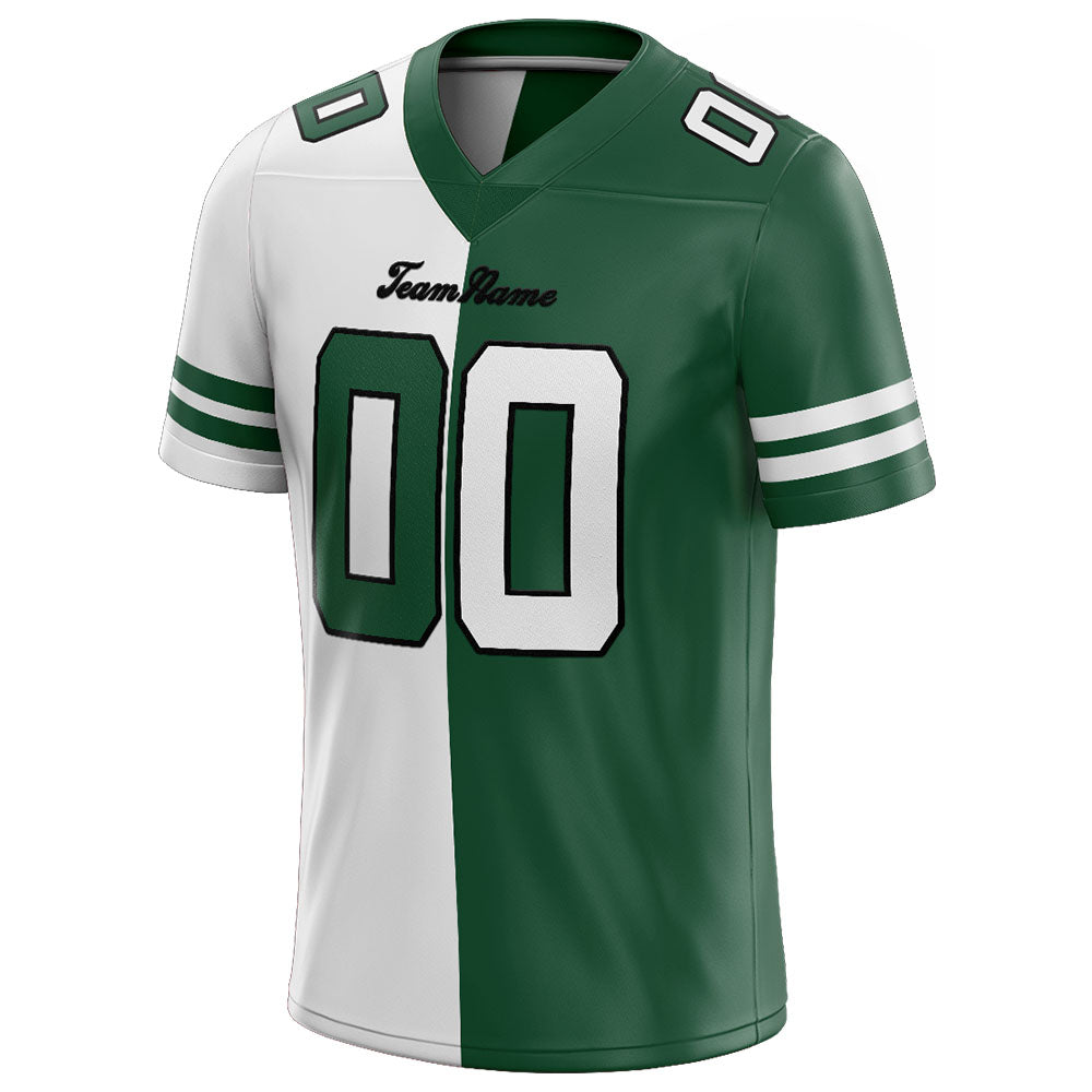custom authentic split fashion football jersey green-white-black