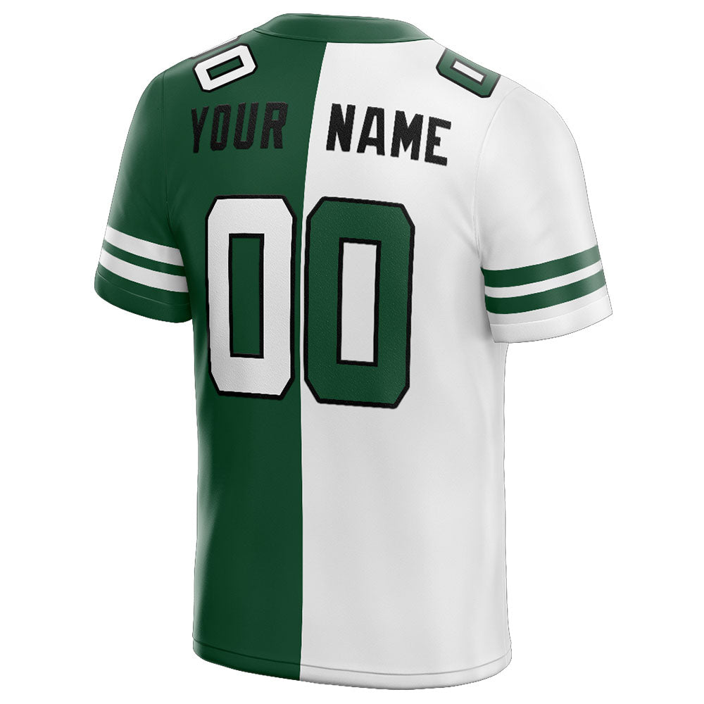 custom authentic split fashion football jersey black-white-green