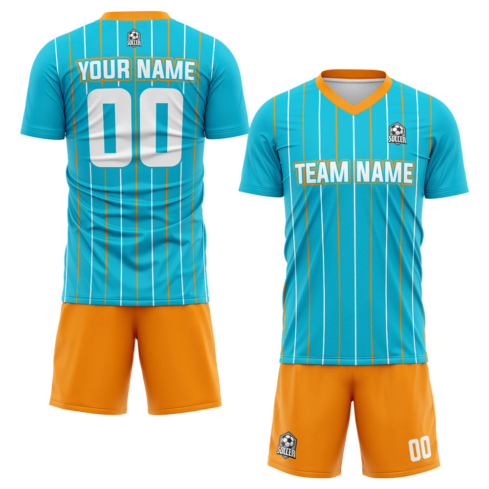 custom soccer set jersey kids adults personalized soccer sky blue