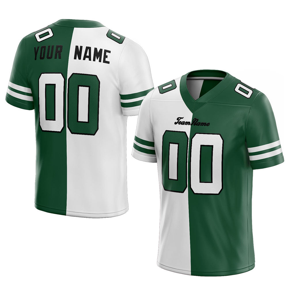 custom authentic split fashion football jersey green-white-black